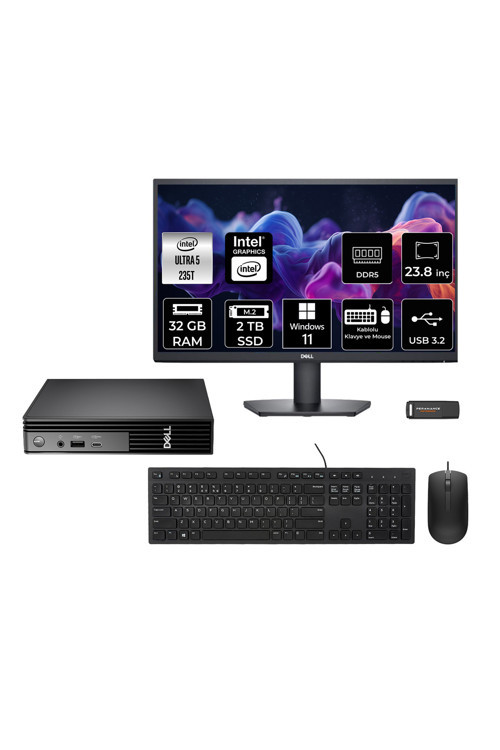 Pro Micro Qcm1250 Ultra 7 235T 32Gb 2Tb Ssd 23.8" Monitör W11H Mini Masaüstü Bilgisayar