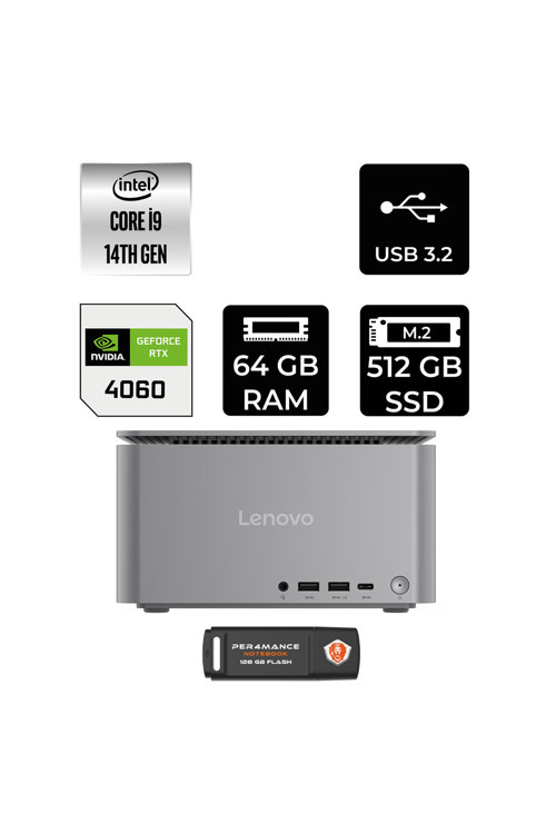 Thinkcentre Neo İ9 14900 64Gb 512Gb Ssd Rtx4060/8Gb Fdos Mini Masaüstü Bilgisayar