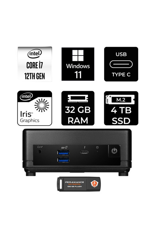 Cubi 5 Intel Core İ7 1255U 32Gb 4Tb Ssd W11P Mini Masaüstü Bilgisayar & Per4 Usb