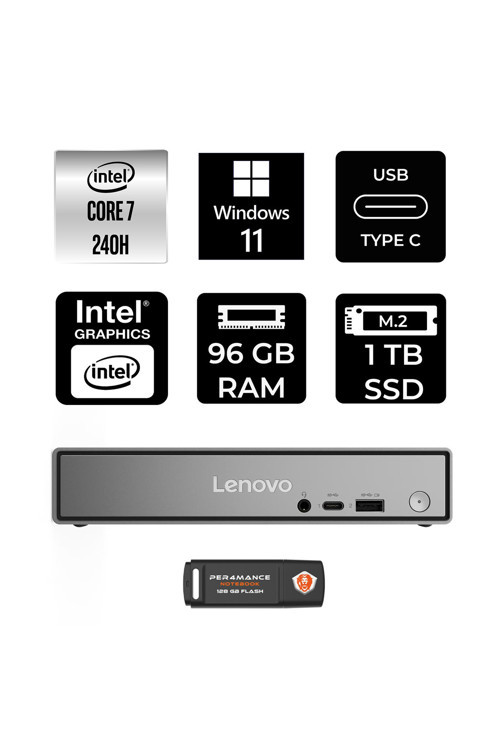 Thinkcentre Neo 50Q G5 Intel Core 7 240H 96Gb 1Tb Ssd W11P Mini Masaüstü Bilgisayar