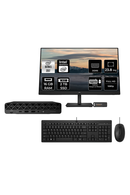 Prodesk 4 Mini G1İ Intel Core Ultra 5 225T 16Gb 2Tb Ssd 23.8" Fdos Mini Masaüstü Bilgisayar
