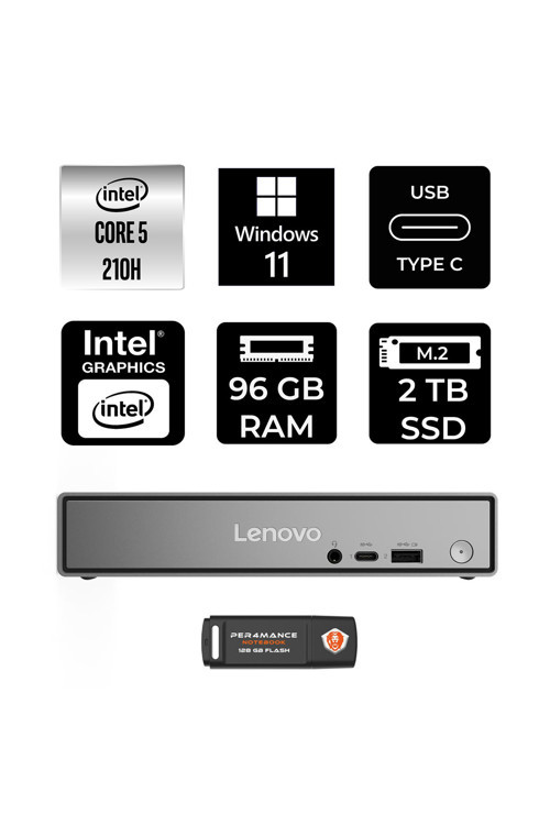 Thinkcentre Neo 50Q Gen 5 Intel Core 5 210H 96Gb 2Tb Ssd W11P Mini Masaüstü Bilgisayar
