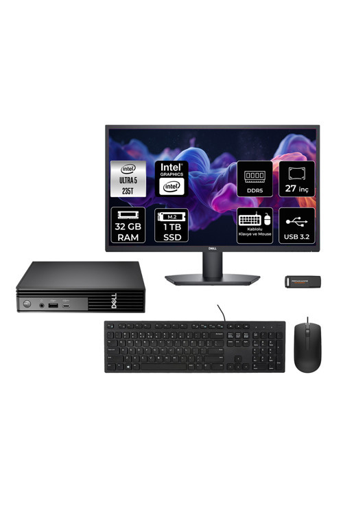 Pro Micro Qcm1250 Ultra 7 235T 32Gb 1Tb Ssd 27" Monitör Fdos Mini Masaüstü Bilgisayar
