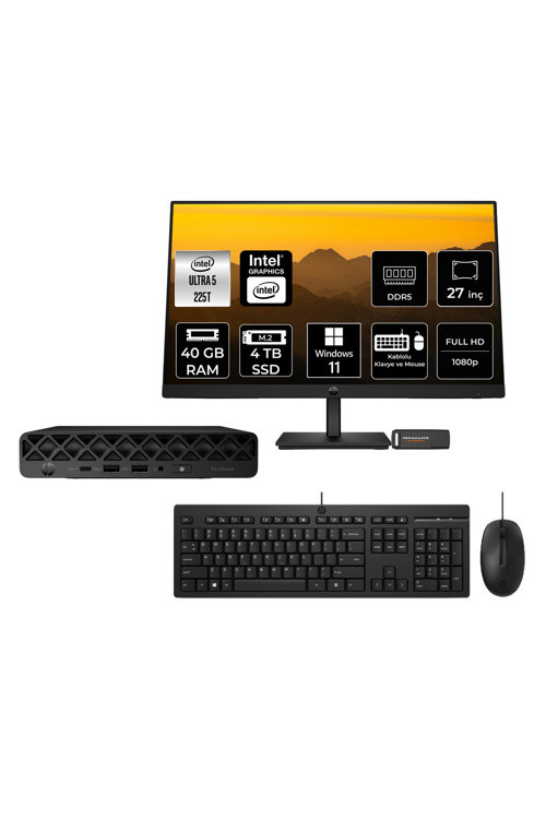 Prodesk 4 Mini G1İ Intel Core Ultra 5 225T 40Gb 4Tb Ssd 27" W11H Mini Masaüstü Bilgisayar
