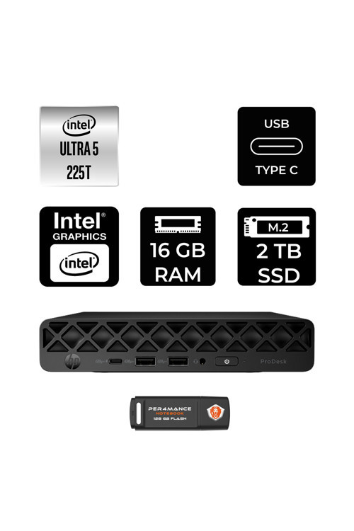 Prodesk 4 Mini G1İ Intel Core Ultra 5 225T 16Gb 2Tb Ssd Fdos Mini Masaüstü Bilgisayar