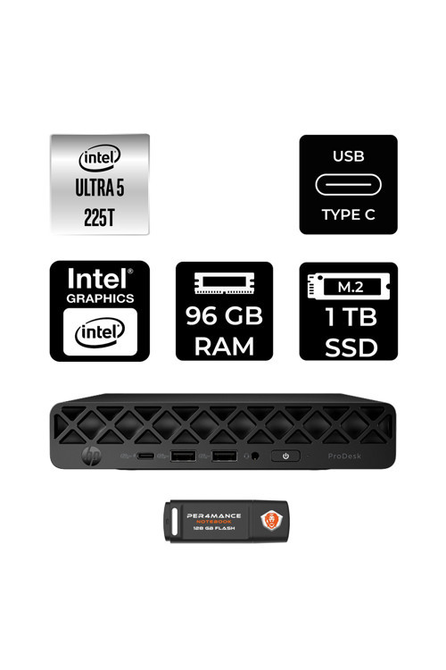 Elitedesk 8 Mini G1İ Aı Intel Core Ultra 5 225 96Gb 1Tb Ssd Fdos Mini Masaüstü Bilgisayar