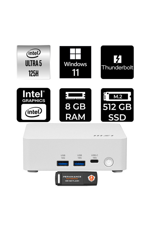 Cubi Nuc Intel Core Ultra 5 125H 8Gb 512Gb Ssd W11H Mini Masaüstü Bilgisayar & Per4 Usb