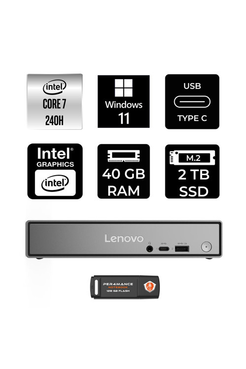 Thinkcentre Neo 50Q G5 Intel Core 7 240H 40Gb 2Tb Ssd W11H Mini Masaüstü Bilgisayar