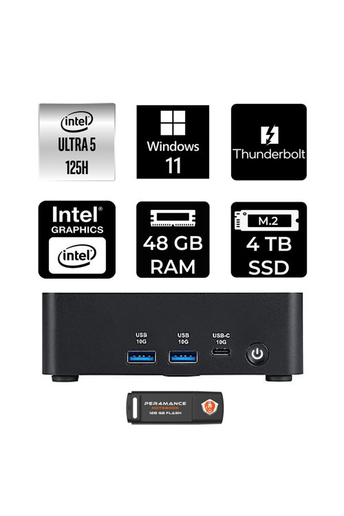 Cubi Nuc Intel Core Ultra 5 125H 48Gb 4Tb Ssd W11H Mini Masaüstü Bilgisayar & Per4 Usb