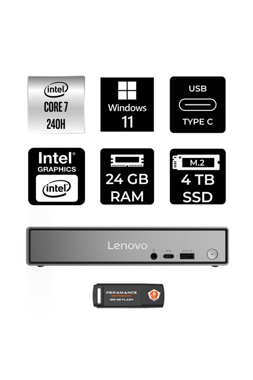 Thinkcentre Neo 50Q G5 Intel Core 7 240H 24Gb 4Tb Ssd W11H Mini Masaüstü Bilgisayar