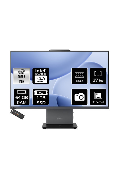 Thinkcentre Neo 50A Intel Core 5 210H 64Gb 1Tb Ssd 27" Fhd Fdos All İn One Bilgisayar