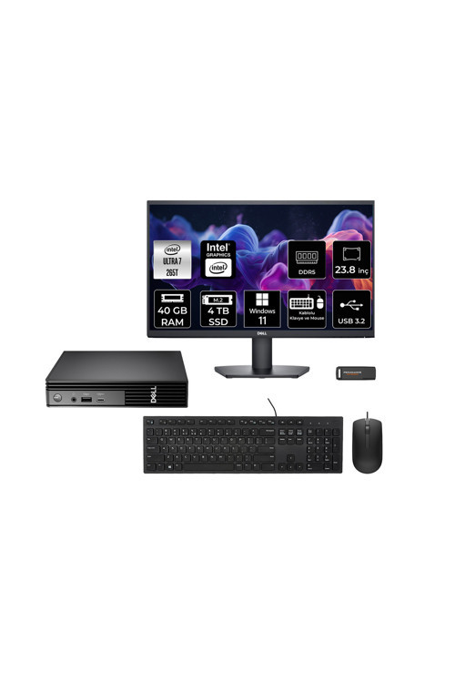 Pro Micro Qcm1250 Ultra 7 265T 40Gb 4Tb Ssd 23.8" Monitör W11P Mini Masaüstü Bilgisayar