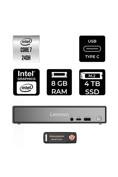 Thinkcentre Neo 50Q G5 Intel Core 7 240H 8Gb 4Tb Ssd Fdos Mini Masaüstü Bilgisayar
