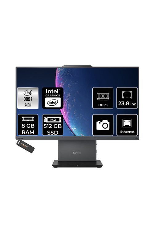 Thinkcentre Neo 50A Intel Core 7 240H 8Gb 512Gb Ssd 23.8" Fhd Fdos All İn One Bilgisayar