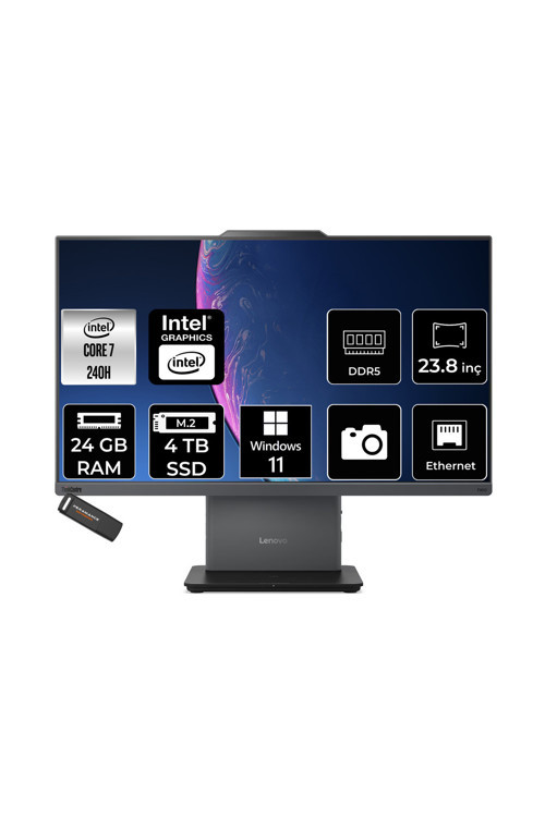 Thinkcentre Neo 50A Intel Core 7 240H 24Gb 4Tb Ssd 23.8" Fhd W11P All İn One Bilgisayar