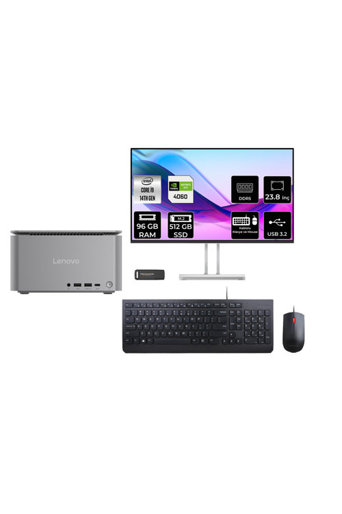Thinkcentre Neo İ9 14900 96Gb 512Gb Ssd Rtx4060/8Gb 23.8" Fhd Fdos Mini Masaüstü Bilgisayar