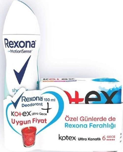 Shower Fresh Deodorant Sprey 150ML + Kotex Ultra Gece 6lı 2li Set