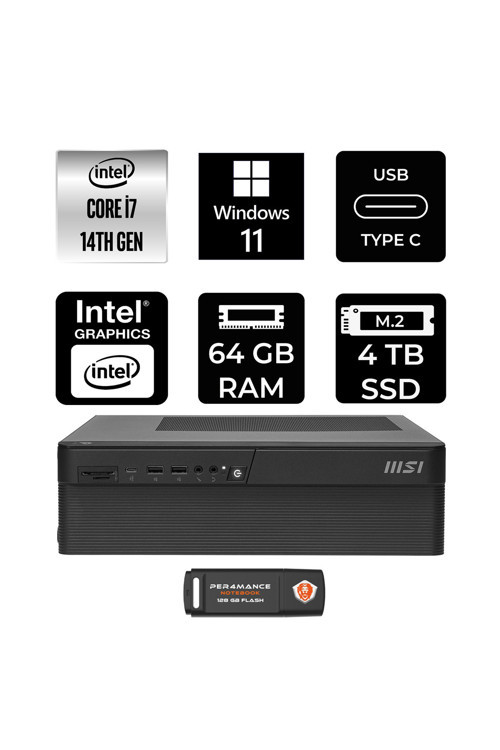 Pro Dp80 Intel Core İ7 14700 64Gb 4Tb Ssd W11H Mini Masaüstü Bilgisayar & Per4 Usb