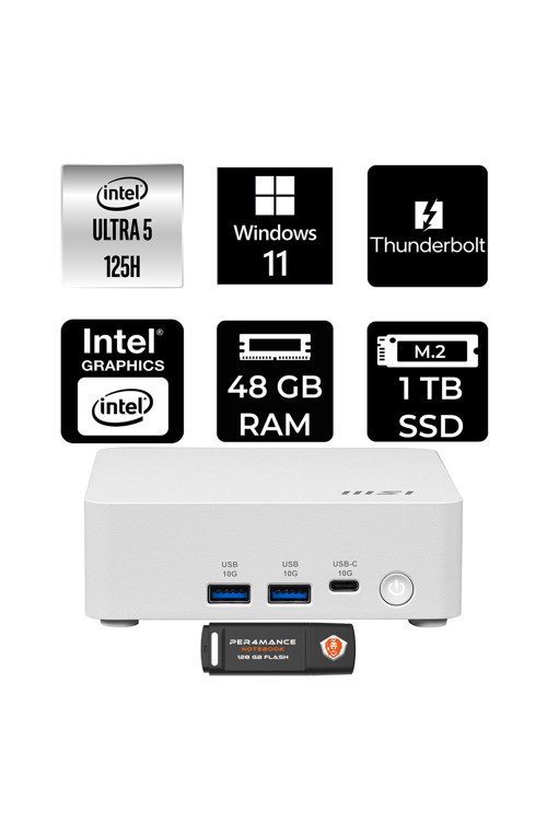 Cubi Nuc Intel Core Ultra 5 125H 48Gb 1Tb Ssd W11P Mini Masaüstü Bilgisayar & Per4 Usb