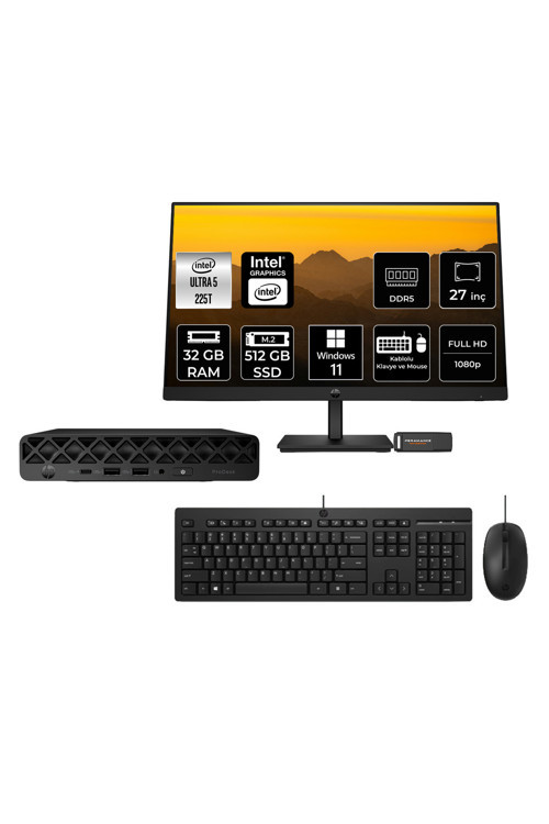 Prodesk 4 Mini G1İ Intel Core Ultra 5 225T 32Gb 512Gb Ssd 27" W11H Mini Masaüstü Bilgisayar