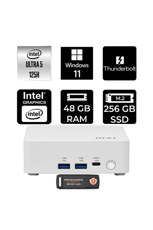 Cubi Nuc Intel Core Ultra 5 125H 48Gb 256Gb Ssd W11H Mini Masaüstü Bilgisayar & Per4 Usb