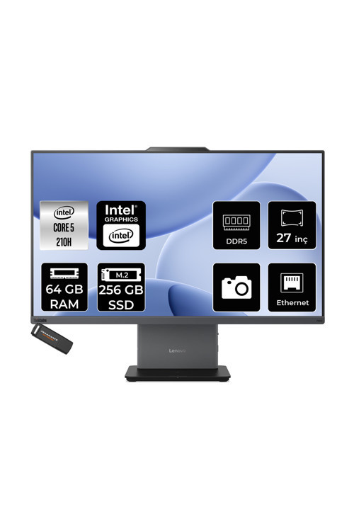 Thinkcentre Neo 50A Intel Core 5 210H 64Gb 256Gb Ssd 27" Fhd Fdos All İn One Bilgisayar