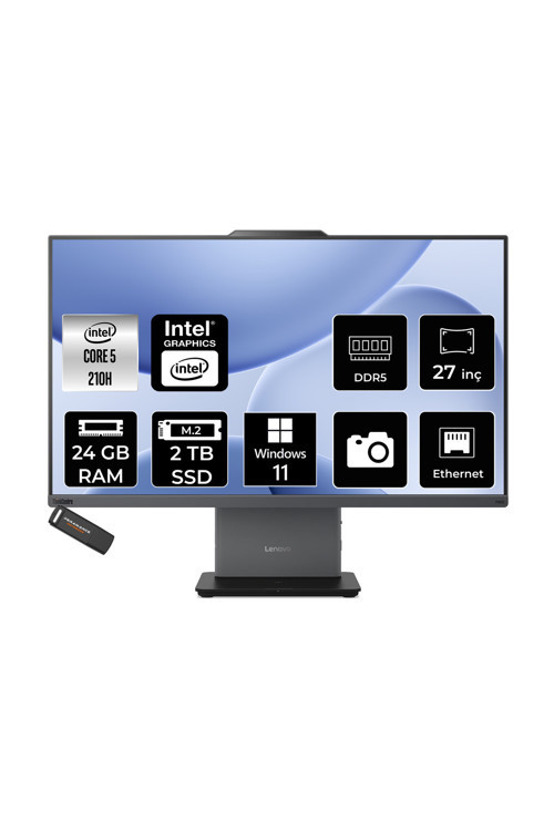 Thinkcentre Neo 50A Intel Core 5 210H 24Gb 2Tb Ssd 27" Fhd W11H All İn One Bilgisayar