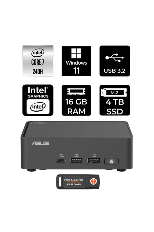 Nuc 15 Pro Slim Intel Core 7 240H 16Gb 4Tb Ssd W11H Mini Masaüstü Bilgisayar