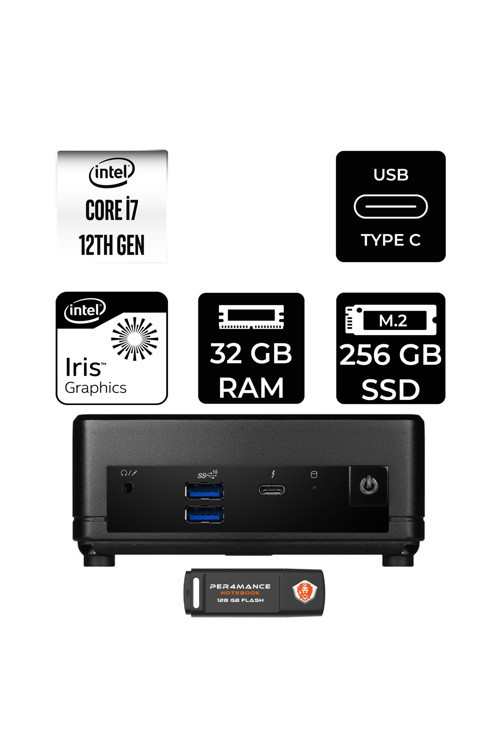 Cubi 5 Intel Core İ7 1255U 32Gb 256Gb Ssd Fdos Mini Masaüstü Bilgisayar & Per4 Usb