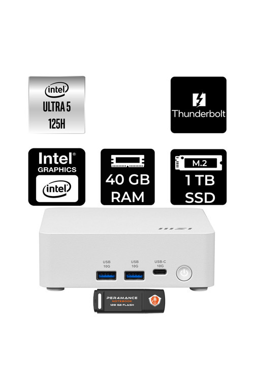 Cubi Nuc Intel Core Ultra 5 125H 40Gb 1Tb Ssd Fdos Mini Masaüstü Bilgisayar & Per4 Usb