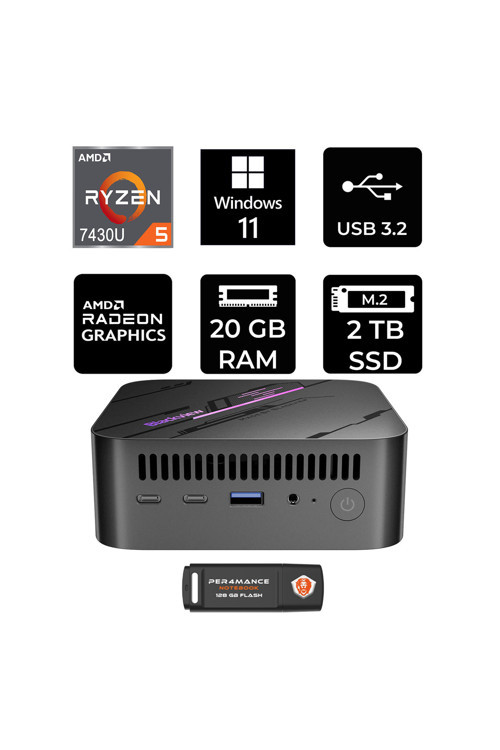 Mp100 Amd Ryzen 5 7430U 20Gb 2Tb Ssd W11H Mini Masaüstü Bilgisayar