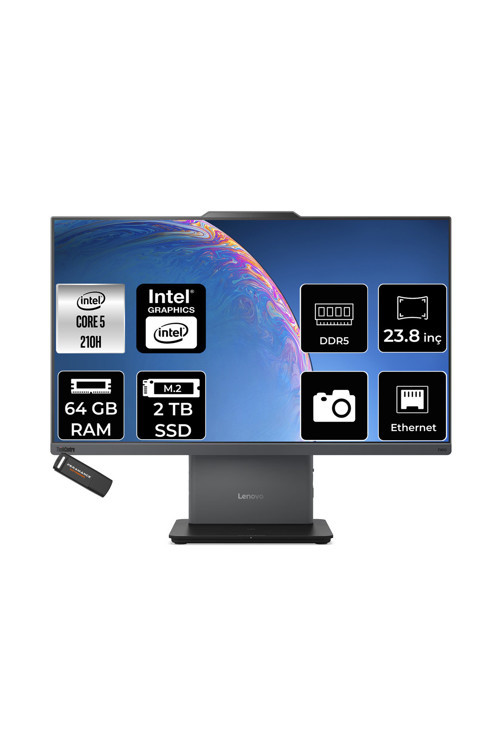 Thinkcentre Neo 50A Intel Core 5 210H 64Gb 2Tb Ssd 23.8" Fhd Fdos All İn One Bilgisayar