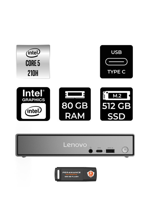 Thinkcentre Neo 50Q Gen 5 Intel Core 5 210H 80Gb 512Gb Ssd Fdos Mini Masaüstü Bilgisayar