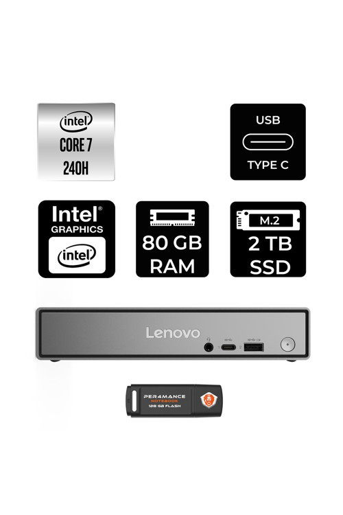 Thinkcentre Neo 50Q G5 Intel Core 7 240H 80Gb 2Tb Ssd Fdos Mini Masaüstü Bilgisayar