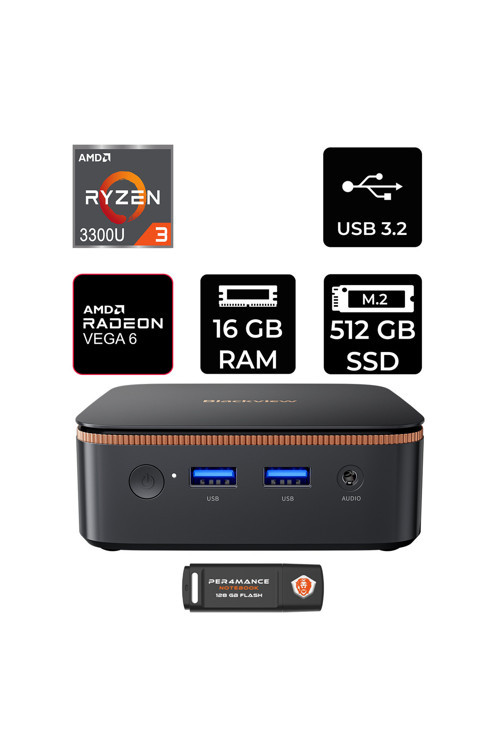 Mp20 Amd Ryzen 3 3300U 16Gb 512Gb Ssd Fdos Mini Masaüstü Bilgisayar