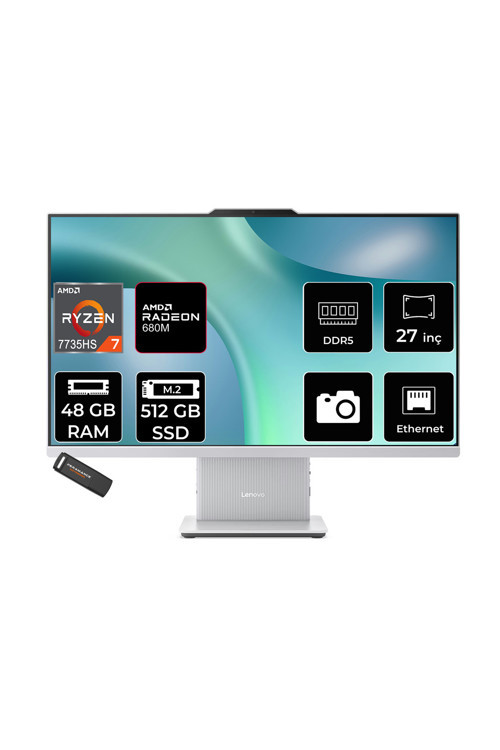 Ideacentre 27Arr9 Ryzen 7 7735Hs 48Gb 512Gb Ssd 27" Fhd Fdos Gri All İn One Bilgisayar