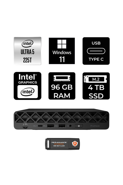 Elitedesk 8 Mini G1İ Aı Intel Core Ultra 5 225 96Gb 4Tb Ssd W11H Mini Masaüstü Bilgisayar