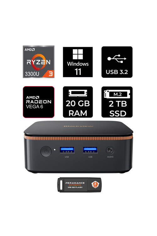 Mp20 Amd Ryzen 3 3300U 20Gb 2Tb Ssd W11P Mini Masaüstü Bilgisayar