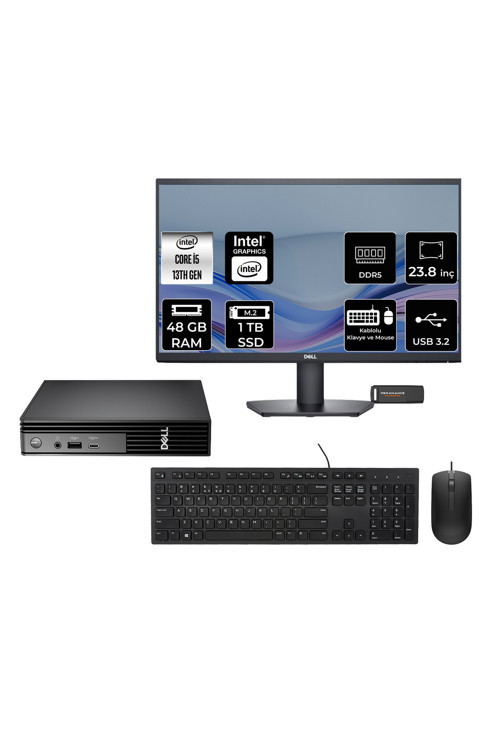 Pro Micro Qcm1250 Intel Core İ5 14500T 48Gb 1Tb Ssd 23.8" Fdos Mini Masaüstü Bilgisayar