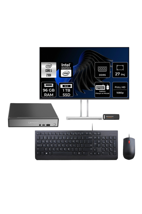 Thinkcentre Neo 50Q G5 Intel Core 5 210H 96Gb 1Tb Ssd 27" Fdos Mini Masaüstü Bilgisayar