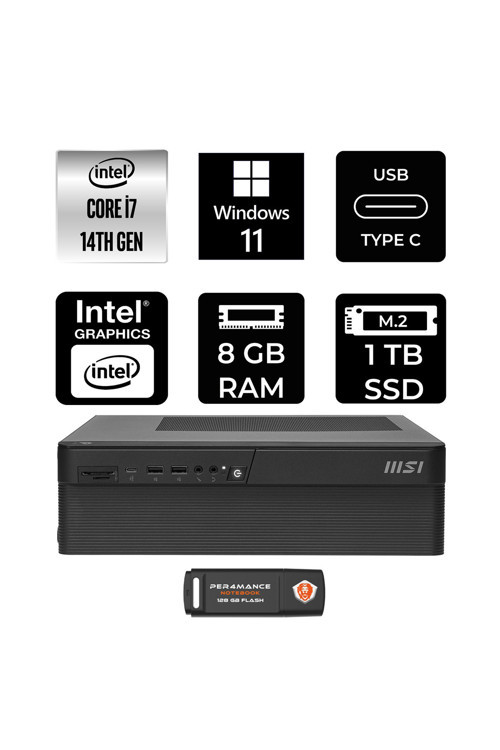 Pro Dp80 Intel Core İ7 14700 8Gb 1Tb Ssd W11H Mini Masaüstü Bilgisayar & Per4 Usb