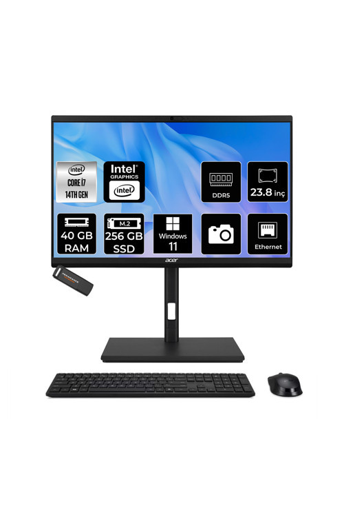 Veriton İ7 14700 40Gb 256Gb Ssd 23.8" Fhd W11P All İn One Bilgisayar & Per4 Usb Bellek