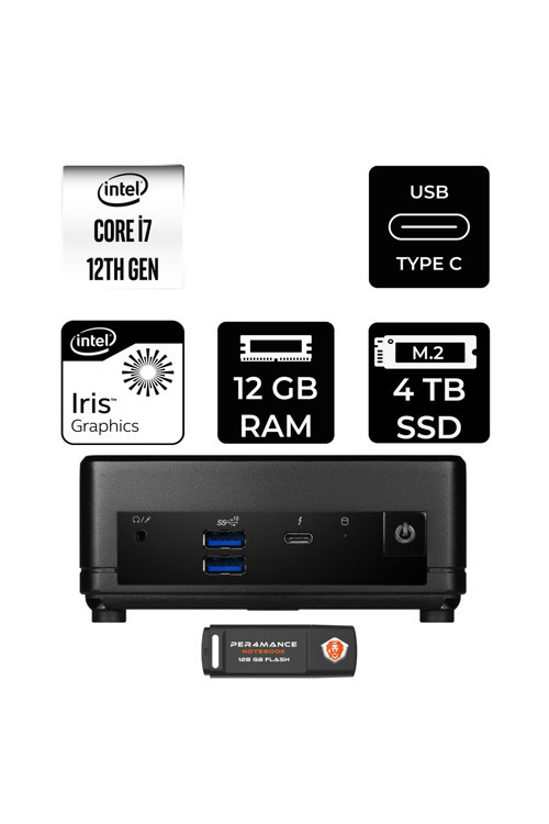 Cubi 5 Intel Core İ7 1255U 12Gb 4Tb Ssd Fdos Mini Masaüstü Bilgisayar & Per4 Usb
