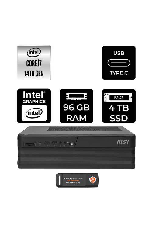 Pro Dp80 Intel Core İ7 14700 96Gb 4Tb Ssd Fdos Mini Masaüstü Bilgisayar & Per4 Usb