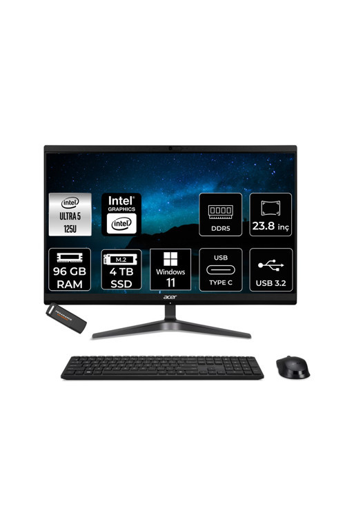 Veriton Ultra 5 125U 96Gb 4Tb Ssd 23.8" Fhd W11P All İn One Bilgisayar & Per4 Usb