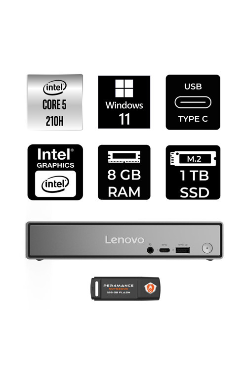 Thinkcentre Neo 50Q Gen 5 Intel Core 5 210H 8Gb 1Tb Ssd W11H Mini Masaüstü Bilgisayar