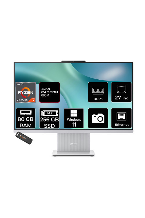 Ideacentre 27Arr9 Ryzen 7 7735Hs 80Gb 256Gb Ssd 27" Fhd W11P Gri All İn One Bilgisayar