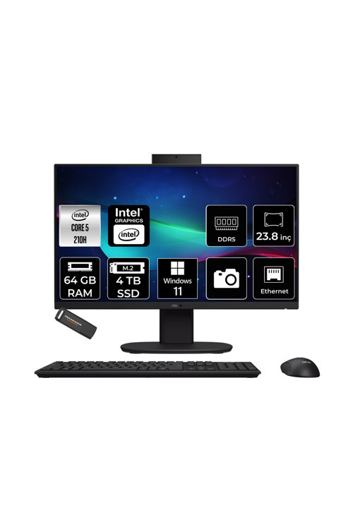 V440 Intel Core 5 210H 64Gb 4Tb Ssd 23.8" Fhd 100Hz W11H All İn One Bilgisayar & Per4 Usb