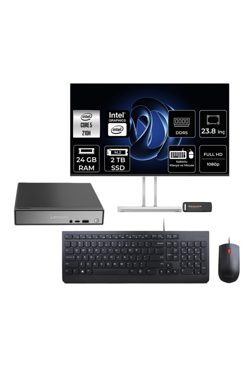 Thinkcentre Neo 50Q G5 Intel Core 5 210H 24Gb 2Tb Ssd 23.8" Fdos Mini Masaüstü Bilgisayar