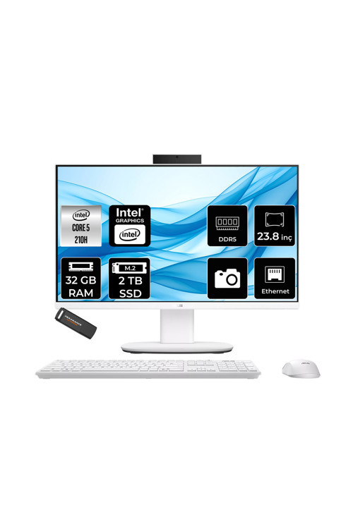 V440 Intel Core 5 210H 32Gb 2Tb Ssd 23.8" Fhd 100Hz Fdos All İn One Bilgisayar & Per4 Usb